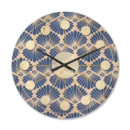 Designart 'Blue Waves Retro Pattern' Mid-Century Modern Wood Wall Clock