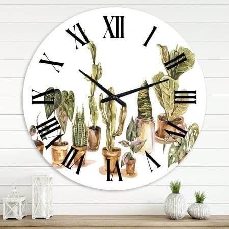 Designart 'Indoor House Plants Urban Jungle I' Traditional Wall Clock