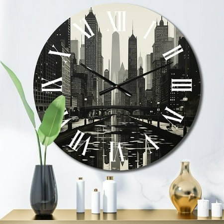 Designart Skyscrapers Urban gracefulness III Architecture Oversized Wall Clock