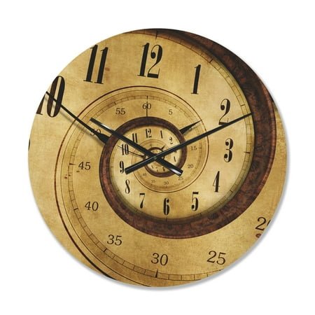 Designart 'Traditional Time Spiral' Modern Wood Wall Clock