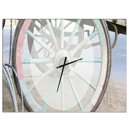 Designart 'Turquoise Painted Cottage Wagon Wheel Clock' Farmhouse Wall Clock
