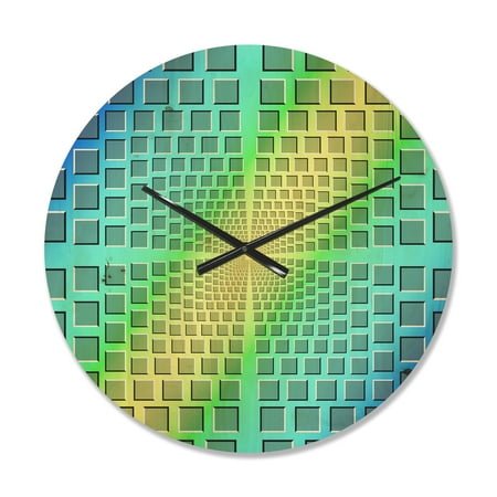 Designart 'Yellow and Purple Optical Illusion ' Modern Wood Wall Clock