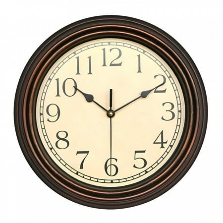 DESIGNICE 1Pc Living Room Wall Clock Retro Silent Non Ticking Round Classic Clock Quartz Decorative Battery Operated Wall Clock for Living Room Kitchen Home 12 Inch Bronze Large Wall Clock 30 Inche