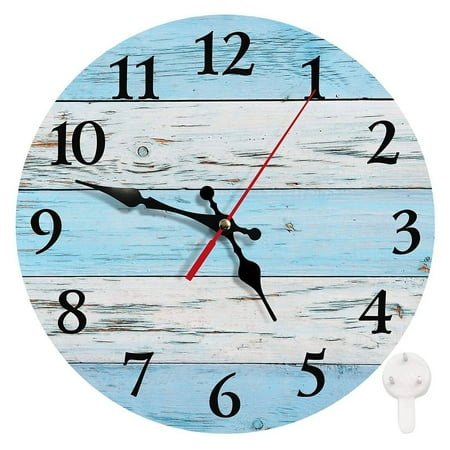 DESIGNICE Wall Clock,Wooden Country Design Wall Clocks Battery Operated,Large Bold Numbers Small Wall Clock,10,Style4