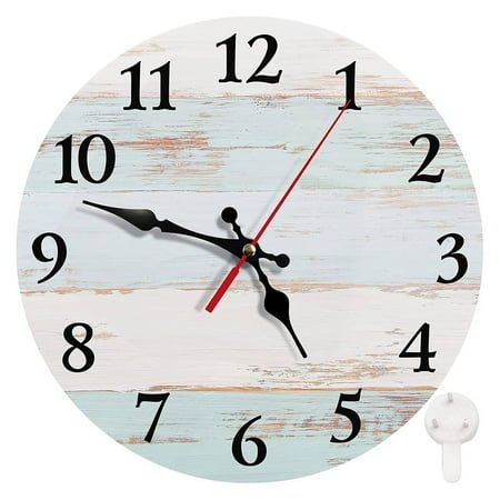 DESIGNICE Wall Clock,Wooden Country Design Wall Clocks Battery Operated,Large Bold Numbers Small Wall Clock,10,Style2