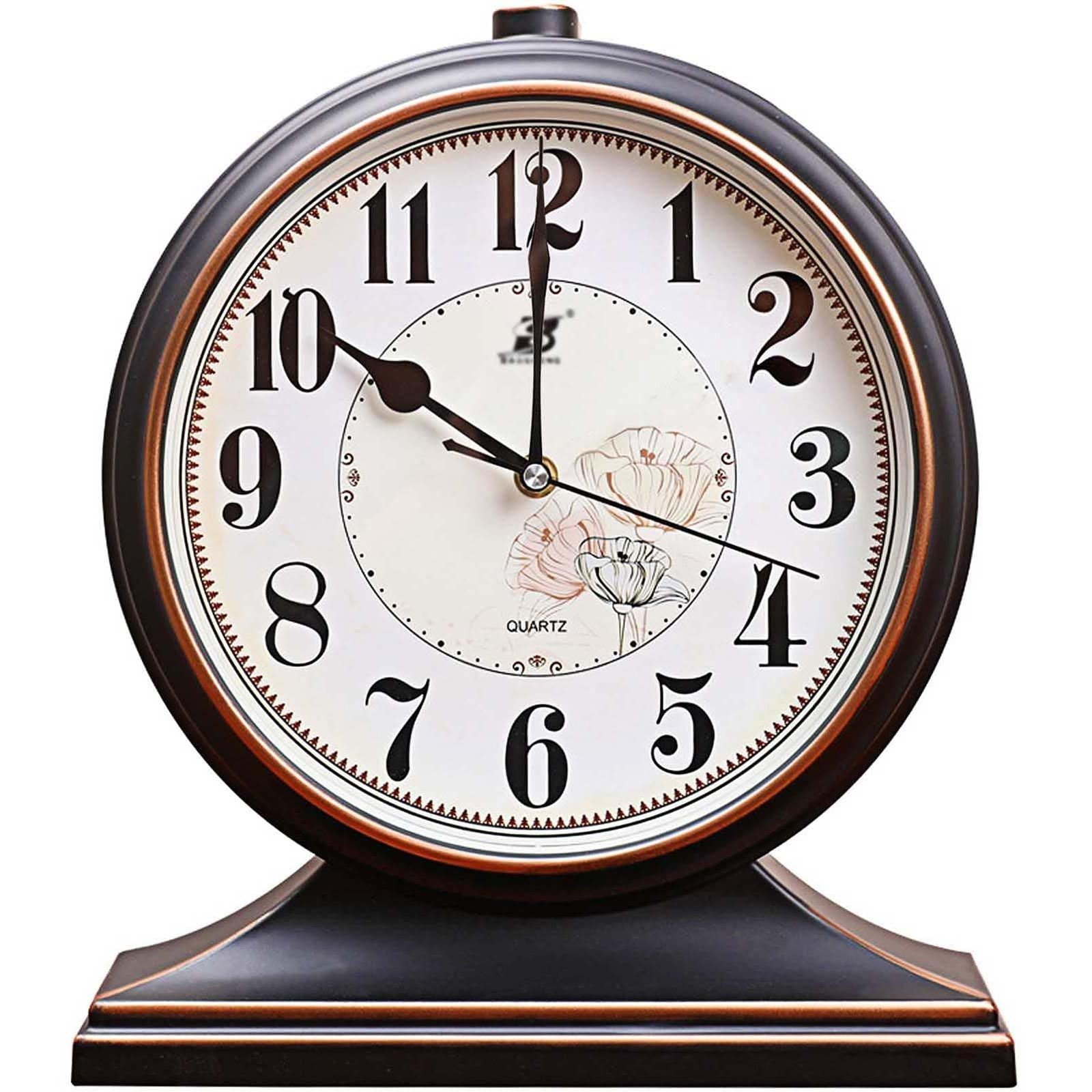 Desk Clock for Table Decor, Retro Mantel Clock Battery Operated for Fireplace