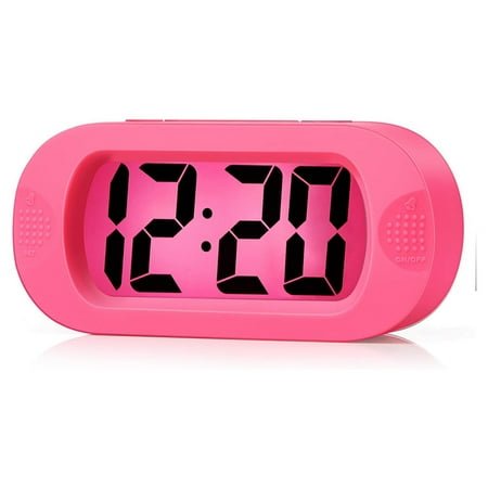 Digital Alarm Clock Large LCD Display with Snooze Function Night Light Backlight Battery Powered USB Electric Travel Clock for Bedroom Office Kids