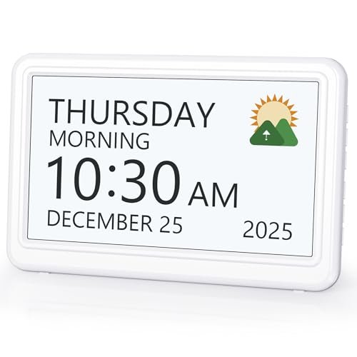 Digital Clock with Date and Week for Seniors, Alzheimer's Dementia Clock with 20 Alarms and 6 Medicine Reminders, 12 Display Modes Large Font Digital Calendar Alarm Clock for Vision Impaired(7 Inch)