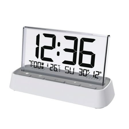 Digital Clock with Temperature Humidity Monitor, Large LCD Display, Alarm Calendar & Night Light