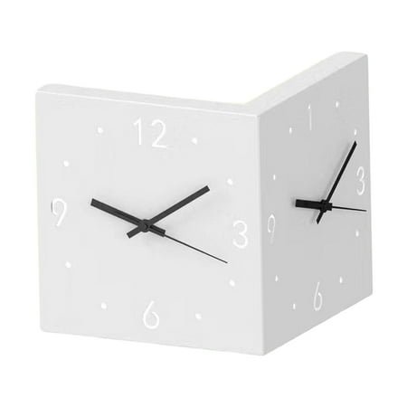 Double Sided Wall Clock, Corner Clock Night Light, Decorative Clocks, Nordic Wall Hanging Clocks with Light for Living Room Wall Decoration White