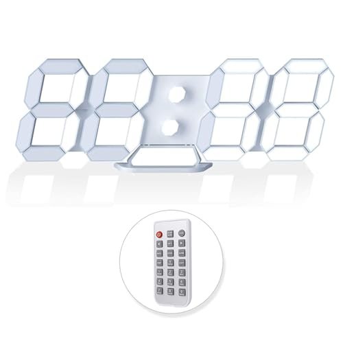 EDUP HOME 3D LED Neon Digital Desk Wall Alarm Clock RGB Night Light 7 Colors 9.7" with Remote Control for Bedroom/Living Room/Kitchen/Office, Adjustable Brightness,12/24 Hr, Time/Date/Temperature