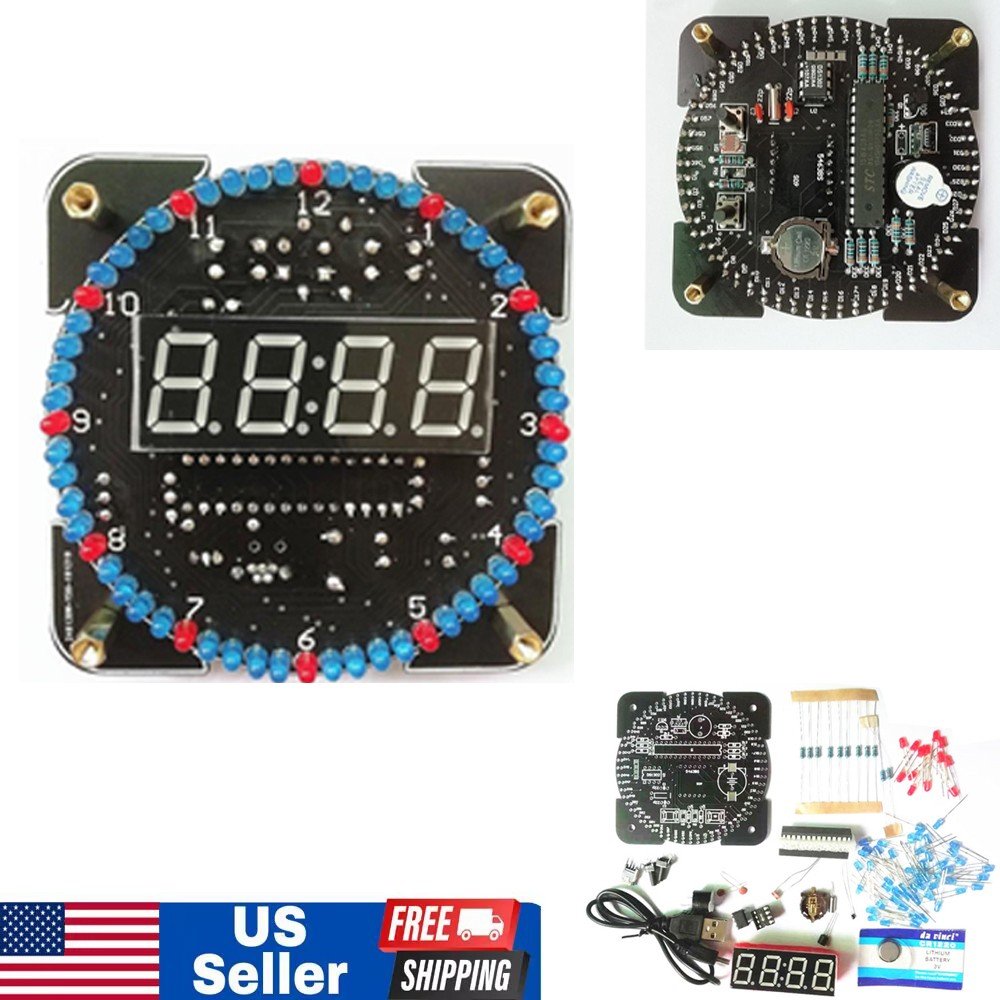 Electronic Digital Clock Kit DIY Rotating LED Alarm Learning Board 5V DS1302 new