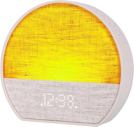 Emerson CKSS7801WM Sunrise Smartset Alarm Clock with White Noise, 4 Soothing Sounds and 2 Wake up Sounds, 8-Color Dimmable LED, Bluetooth Speaker, White with Tan
