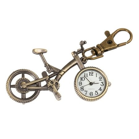 ETHZZLE Coffee Bicycle Shaped Pocket Watch Decorative Alloy Stainless Steel Hanging Clock for 3.5 Inch