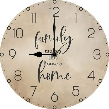 Eveokoki Wooden Rustic Farmhouse Family Round Wall Clock Silent Non Ticking 10 Inch,Battery Operated Vintage Shabby Chic Kitchen Clocks Wall Decorative for Living Room Bedroom Office
