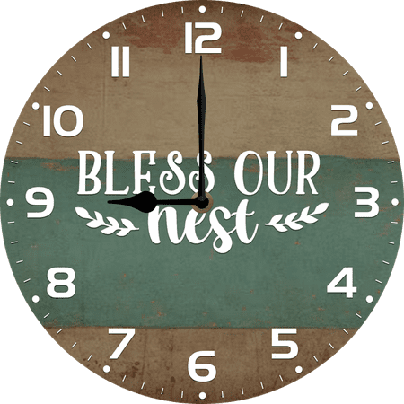 Eveokoki Wooden Rustic Farmhouse Family Round Wall Clock Silent Non Ticking 10 Inch,Battery Operated Vintage Shabby Chic Kitchen Clocks Wall Decorative for Living Room Bedroom Office