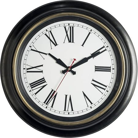 Extra Numeral Decorative Clock 18 Quartz Dark Brown Inch Roman Non-Ticking Stylish Wall Large Clock Silent Battery Accurate Operated Timekeeping