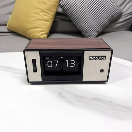 Flip Desk Clock, Retro Auto Digital Flip Down Clock with Large Number Classical Interior Clock (Battery not Included)