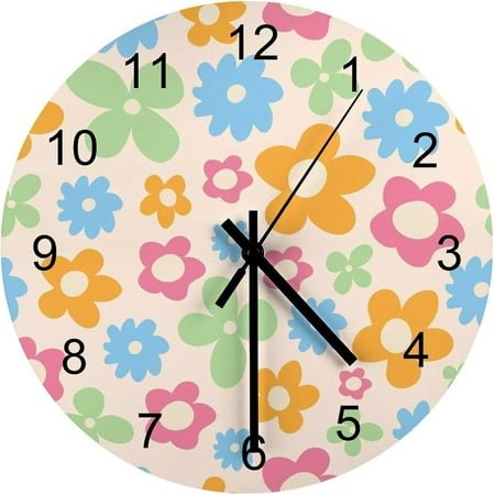 Forest Wall Clock, Watercolor Mountain Forest Nature Tree Woodland Round Clocks Wall Decor Silent No Ticking 12 Inch Wooden Clock for Bedroom Living Room Home Office