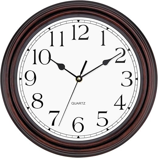 Foxtop 12 Inch Wall Clocks Battery Operated Silent Non-Ticking Classic Vintage Retro Wall Clock Decorative for Office Living Room Kitchen Home (Bronze)
