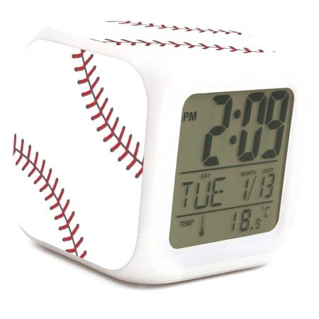 Fuliko Baseball Alarm Clock 7 Color Changing Wake- Clock Decor for Bedroom with Temperature Display