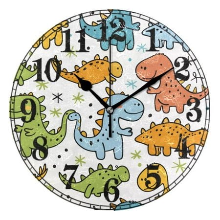 Funny Dinosaurs Silent Wall Clock 10 Non-Ticking Battery Clock