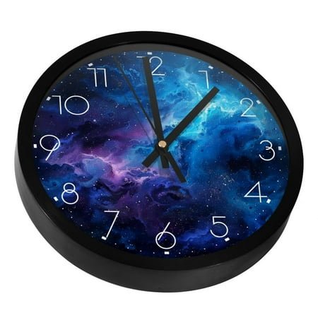 Galaxy Nebula Starry Silent Wall Clock, Non Ticking Battery Operated 9.8 Inch Wall Clocks for Bedroom Kitchen Home Office School Art Decor