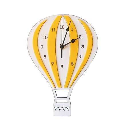 Grandest Birch Nordic Style Hot Air Balloon Shape Wooden Mute Wall Clock Kid Bedroom Home Decor Hot Air Balloon Shape Lovely Mute