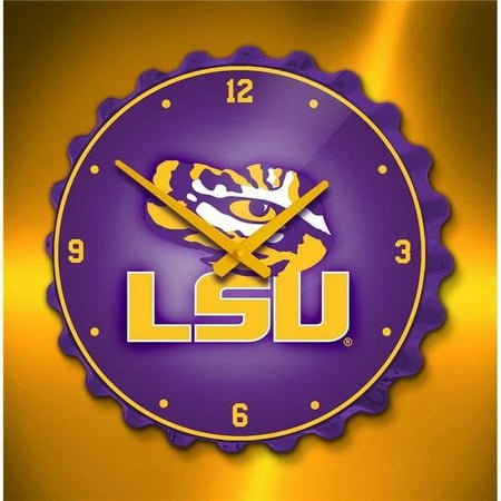 Grimm Industries LS-540-01 Team Spirit Bottle Cap Wall Clock - LSU Primary Logo, White, Purple & Gold