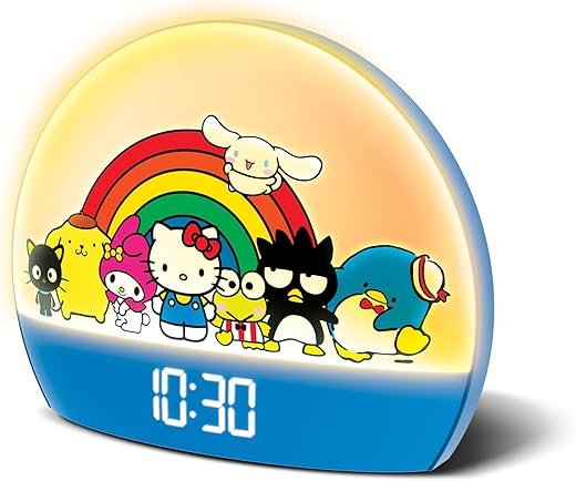 Hello Kitty and Friends Sunrise Alarm Clock - Multicolor Lights, USB Charging, LED Display, and Snooze Function