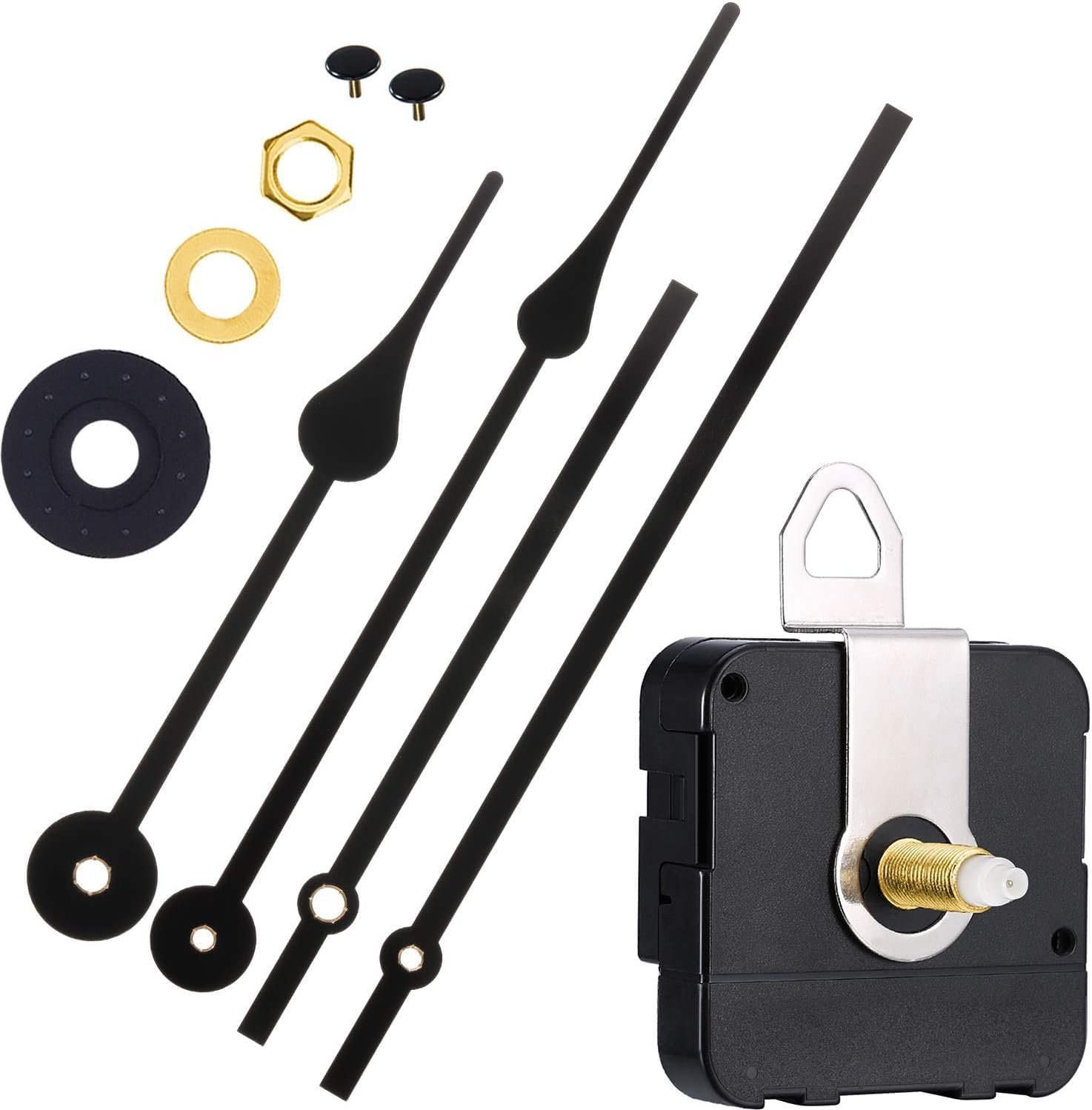Hicarer Clock Movement Mechanism High Torque Long Shaft Clock Replacement Wall Mechanism Hands Quartzs DIY Repair Parts Motor Replacement with 2 Pairs of Hands