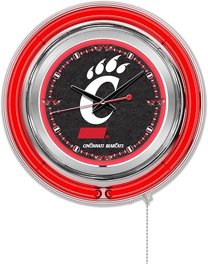 Holland Bar Stool NCAA Unisex-Adult Double Neon Ring, 15 Dia. Logo Clock