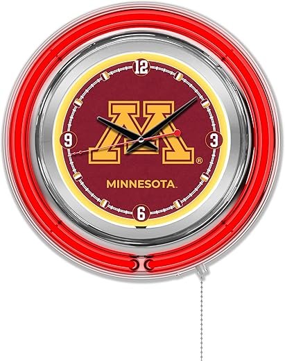 Holland Bar Stool NCAA Unisex-Adult Double Neon Ring, 15 Dia. Logo Clock