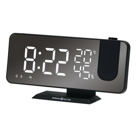 Howard Miller Gable Table Clock 645-839 – Digital Alarm Clock, Matte Black Case, Large Display, 4 Brightness Settings, Nightstand & Desk Clock, USB Charging Port