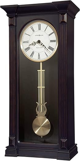 Howard Miller Gobles Wall Clock, Analog Display Brown Unique Style Swinging Pendulum Clocks with Black Finished | White Dial Quartz Movement Perfect for Bedroom, Home Decor and Office
