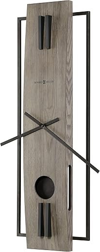 Howard Miller Harwood III Wall Clock, Gray Finish Analog Display Battery-Powered Quartz Movement, Black Pendulum Bob Battery Powered Wall Mount Best for Home Decor, Office & Dinning Room