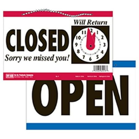 Hy-Ko Products CL-1 5.75 x 11 in. Open & Closed Clock Sign White and Black Pack of 3