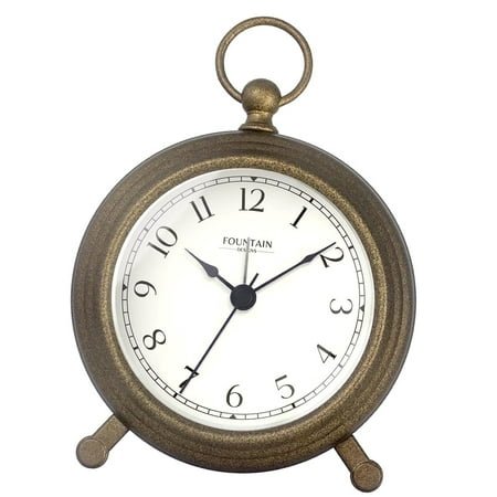 Hyjoy Jensen Pocket Watch Alarm Clock for Bedroom, Silent Non Ticking, Farmhouse Style, Wall Mantel 2 in 1 Clock, Desk Clock, Bronze , 5.4() 4