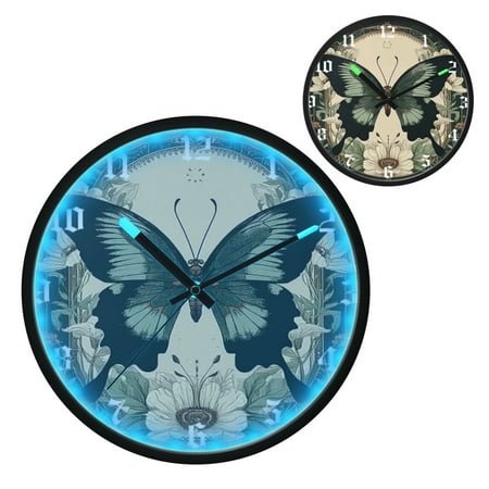 Iauyy Vintage Battery Sunrise Clock Wall Clock 12 inch Fashion Bedroom/Biathroom Lighted Wall Clock for Kitchen Clocks ๏ผAesthetic Charm Of Retro Style