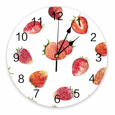 Iced Lemon Lime Fruit Decorative Round Wall Clock Arabic Numerals Design Non Ticking Wall Clock Large For Bedrooms Bathroom（10 Inch）