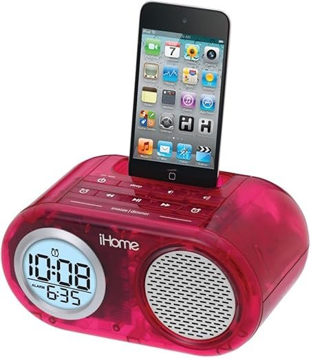 iHOME iH33PT iPod Translucent Dual Alarm Clock (Pink)