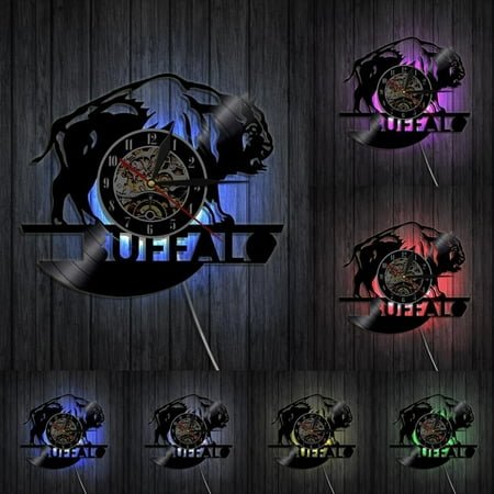 Inner Spiritual Animal Buffalo Wall Clock Wild Safari Life Buffalo Bison Vinyl Record Clock Cattle Art Modern Wall Clock