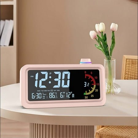 InsCrazy Alarm Clock, Digital Electronic Clock LCD Color Sceen Display Visual Alarm Clock Timer 12/24H Switching Countdown Time Birthday Gifts