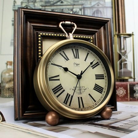 ITIGOITIE Vintage Silent Sweep Alarm Clock with Roman Numerals, Classic Analog Design, Metal Frame with HD Glass, Ideal for Bedrooms, Offices, and Living Rooms