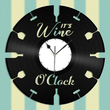 Its Wine O'clock Vinyl Wall Clock Souvenir Gift Home Living Room Decoration Vintage Design Office Bar Room Home Decor