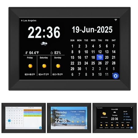 Jazeyeah WiFi 10.1 Touch Screen Smart Alarm Clock Auto-Sync Time & Date,7-Day Weather Forecast, 64 Custom Alarms, & Schedule Reminders (Black)