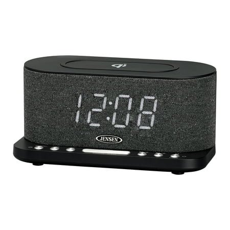JENSEN QiCR-50 Dual Alarm Clock Radio with Wireless QI Charging