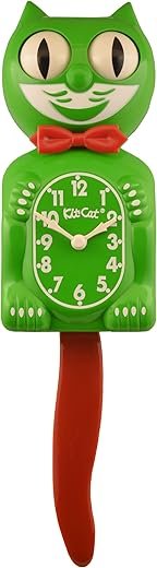 Kit Cat Klock Classic Green Red Tie and Tail Clock