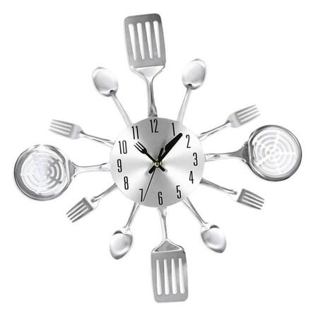 Kitchen Cutlery Wall Clock with Spoons for Home Decor Silent