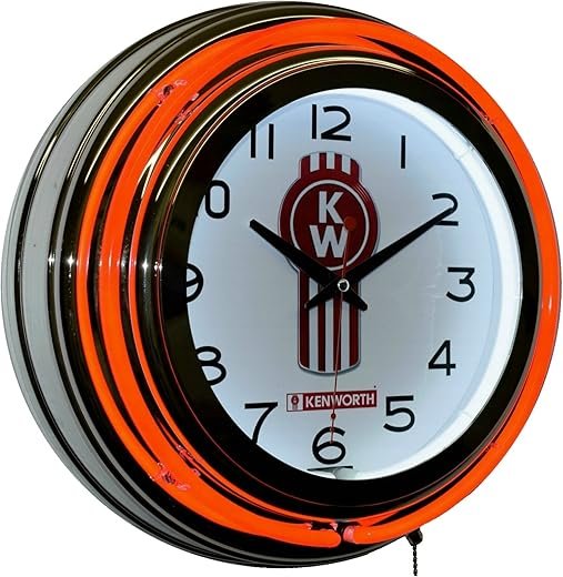 KW Kenworth Truck Red Double Neon Advertising Clock Wall Decor